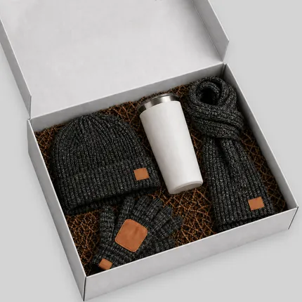 Winter Gift Set – Hat, Gloves, Scarf & 22 oz Copper Tumbler
