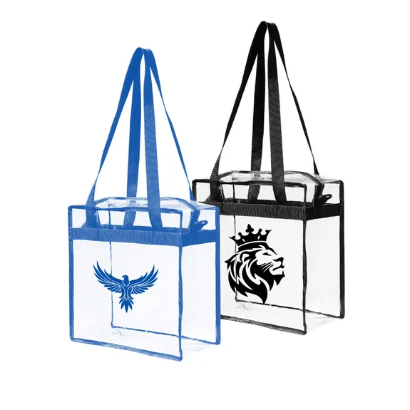 Small clear tote bags with 2025 zipper