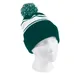 Two-Tone Knit Pom Beanie with Cuff