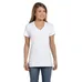 Hanes Ladies' 4.5 oz. Ringspun Cotton nano-T V-neck T-Shirt - White/Neutral