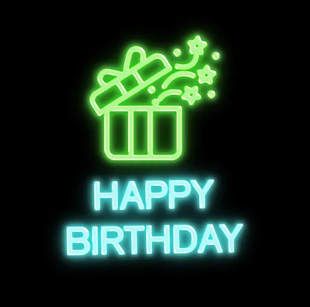 Custom Happy Birthday with Gift Box Neon Signs