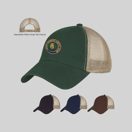 Custom Washed Cotton Mesh Back Trucker Cap