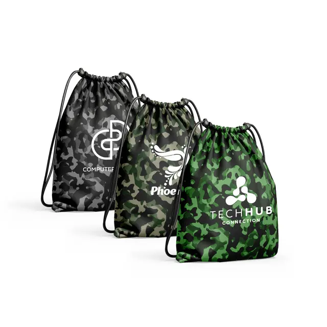 Camouflage Nylon Drawstring Bags view 3