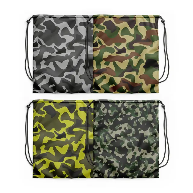 Camouflage Nylon Drawstring Bags view 4