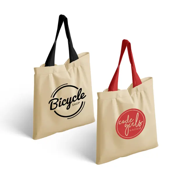 Two Tone Cotton Tote Bags view 3