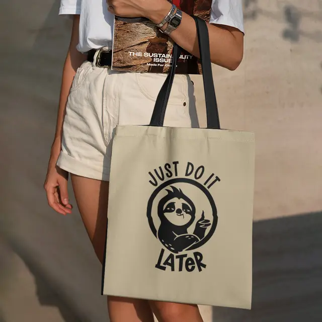 Two Tone Cotton Tote Bags view 7