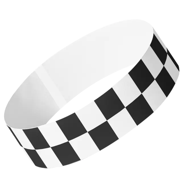 Black Checkered Tyvek® Wristbands view 7