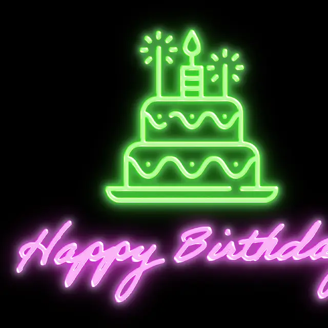 Happy Birthday With Cake Neon Signs view 2