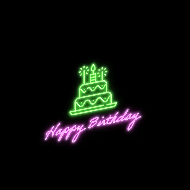 Happy Birthday With Cake Neon Signs view 3