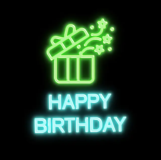 Happy Birthday with Gift Box Neon Signs view 1