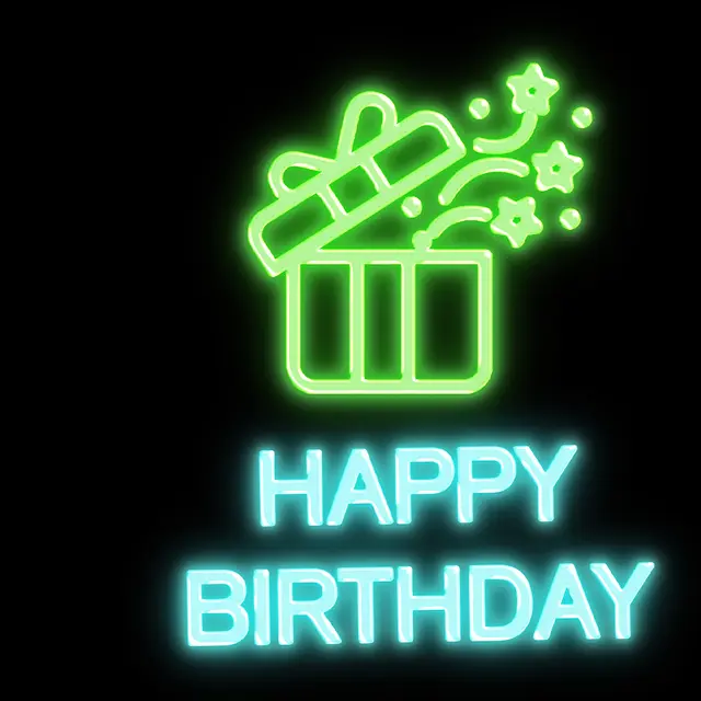 Happy Birthday with Gift Box Neon Signs view 2