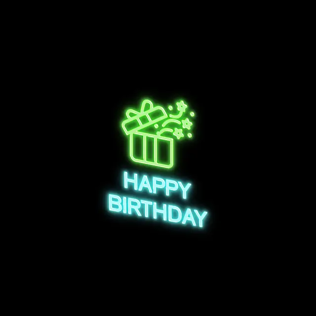 Happy Birthday with Gift Box Neon Signs view 4