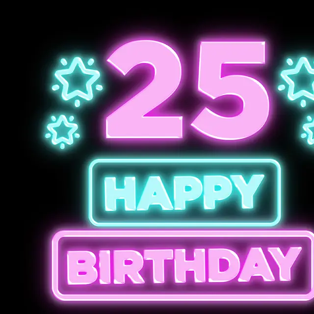 25th Happy Birthday Neon Signs view 2