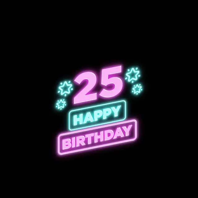 25th Happy Birthday Neon Signs view 3