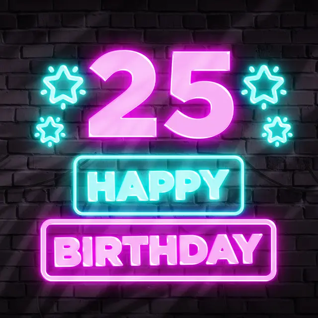 25th Happy Birthday Neon Signs view 5