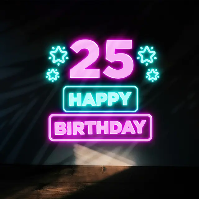 25th Happy Birthday Neon Signs view 6