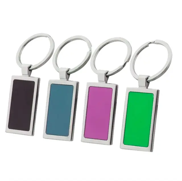 Colored Rectangle Metal Keychains view 7