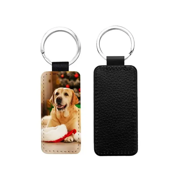 Curved Rectangle Leather Keychains view 7