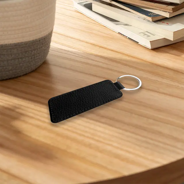 Curved Rectangle Leather Keychains view 5