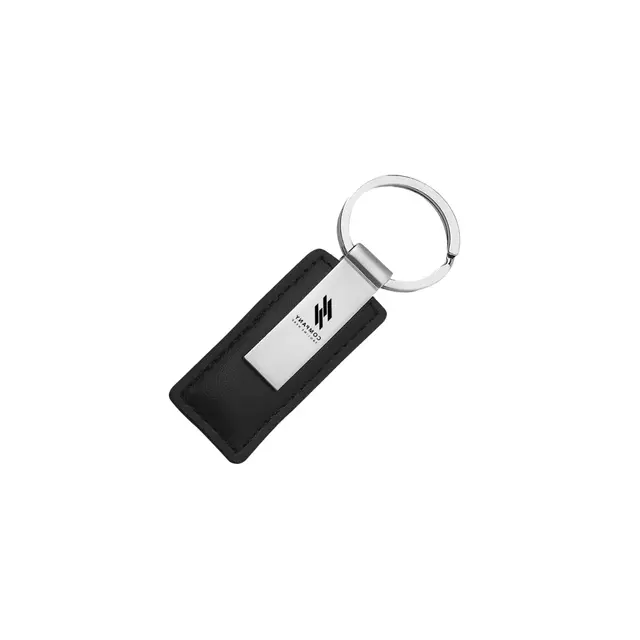 Rectangle Leather & Metal Keychains view 4