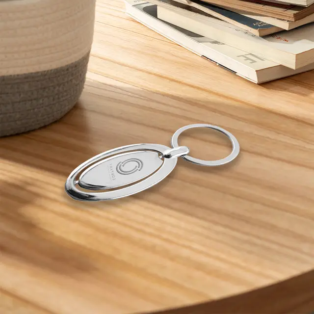 Spinning Oval Metal Keychains view 5