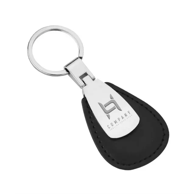 Teardrop Leather & Metal Keychain view 2