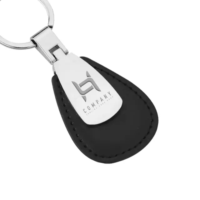 Teardrop Leather & Metal Keychain view 3