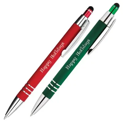 Custom Serena Stylus Soft Touch Happy Holiday Pens view 5