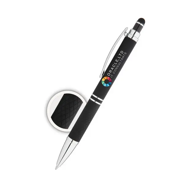 Custom Hex Grip Soft Touch Stylus Pens - Full Color Imprint view 6