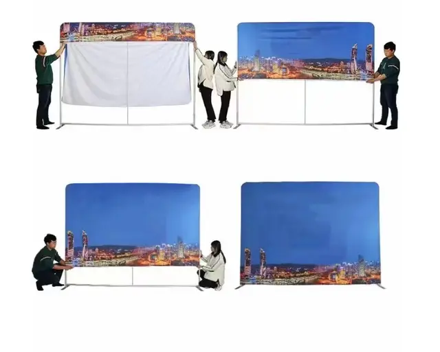Custom Straight Tension Fabric Backdrop Media Wall view 2