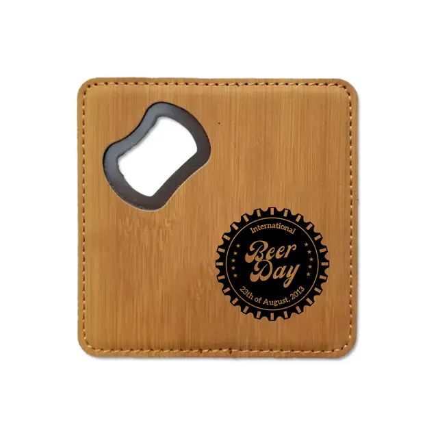 Custom Leather Bottle Opener Coaster view 2