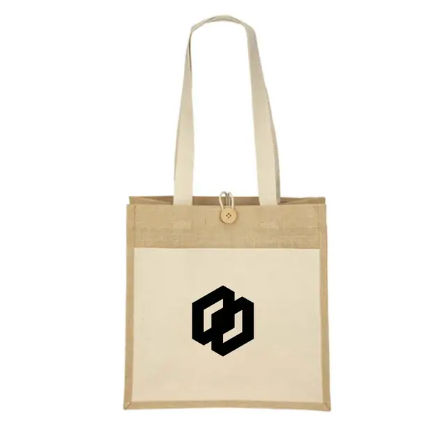 Izzy Natural Cotton Jute Tote Bags view 6