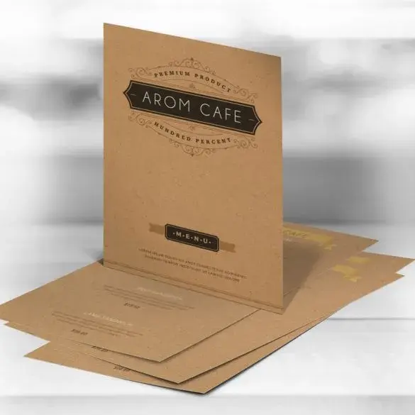 Custom Brown Kraft Menus view 2