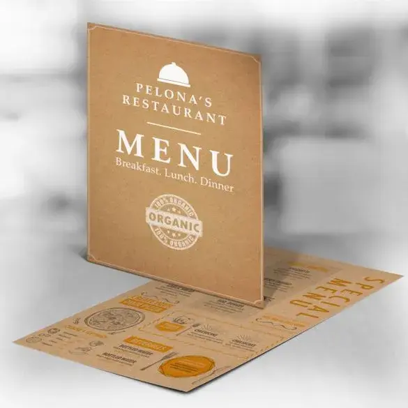 Custom Brown Kraft Menus view 3