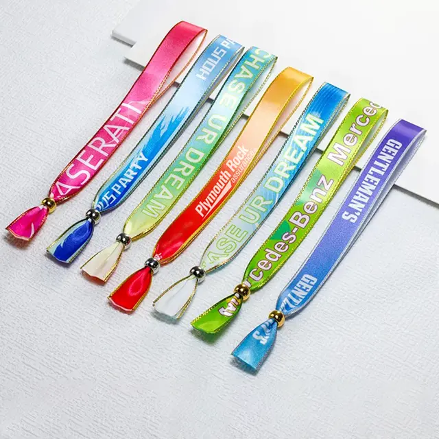 Custom Full Color Metallic Edge Satin Wristbands view 6