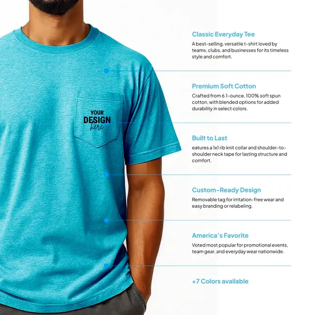 Gildan® - DryBlend® 50 Cotton/50 Poly Pocket T-Shirt view 2