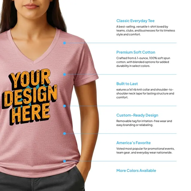 Port & Company ® Women Fan Favorite ™ Blend V-Neck T-Shirt view 2