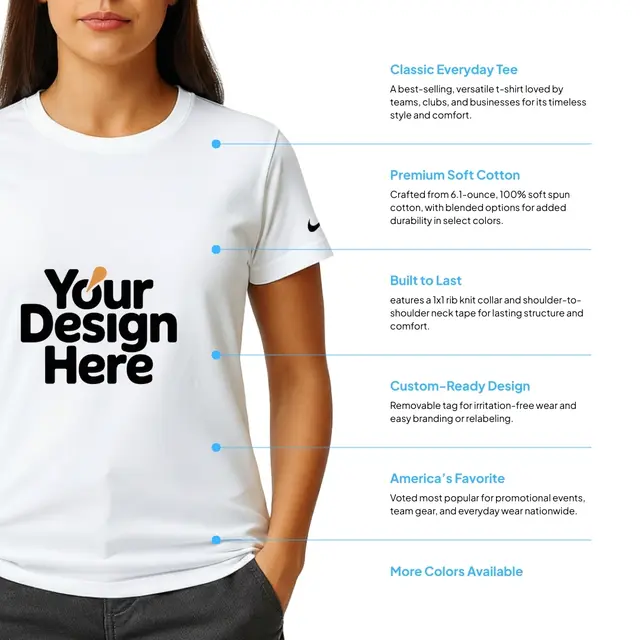 Nike Ladies Core Cotton Scoop Neck T-Shirt view 2