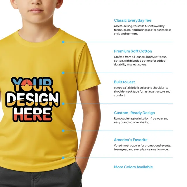 Gildan® - Youth DryBlend® 50 Cotton/50 Poly T-Shirt view 2