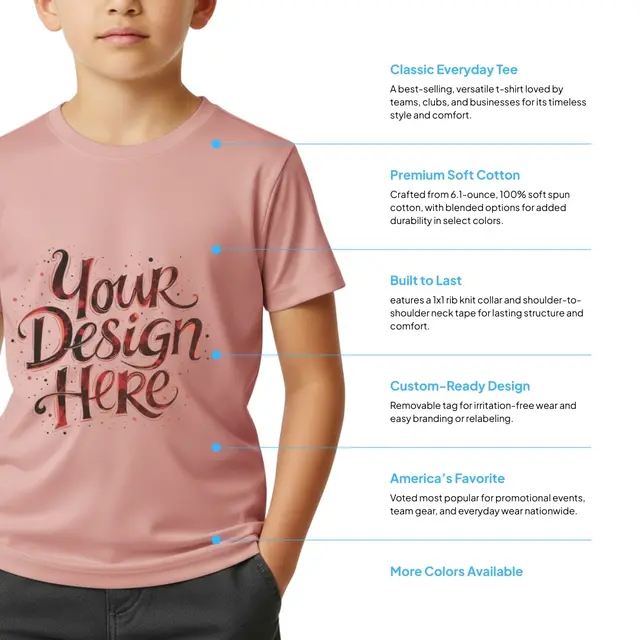 Gildan® - Youth Heavy Cotton™ 100% Cotton T-Shirt view 2