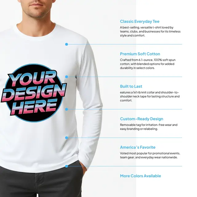 Jerzees Classics® Unisex Cotton Long Sleeve T-Shirt view 2