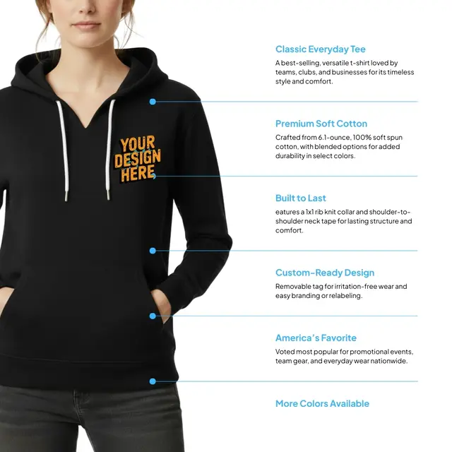 J America Ladies' Sydney Brushed V-Neck Hooded Sweatshirt view 2
