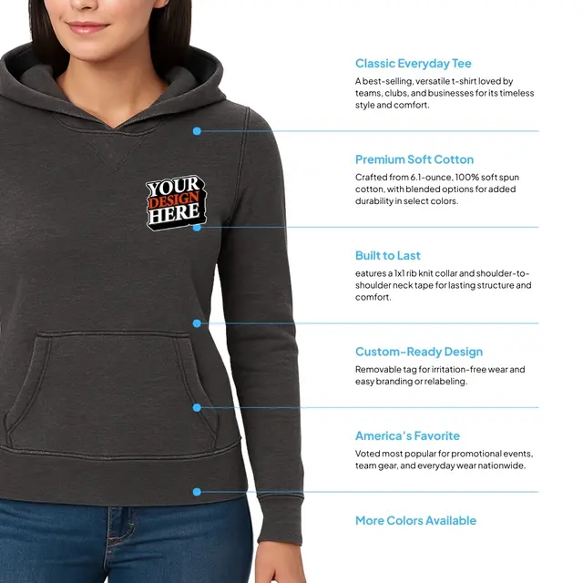 J America Ladies' Zen Pullover Fleece Hooded Sweatshirt view 2