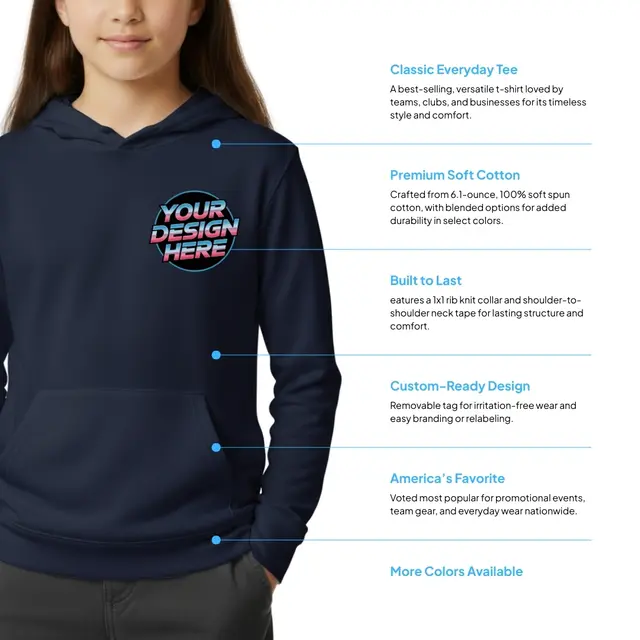 Champion Youth Powerblend Pullover Hooded Sweatshirt view 2