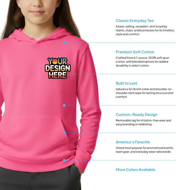 Youth Softstyle Midweight Fleece Hooded Sweatshirt view 2
