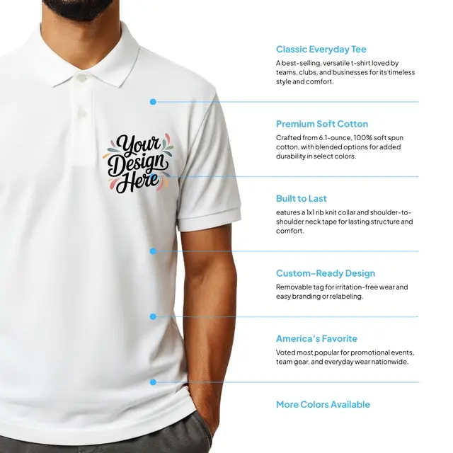 Gildan Adult 6 oz. 50/50 Jersey Polo view 2