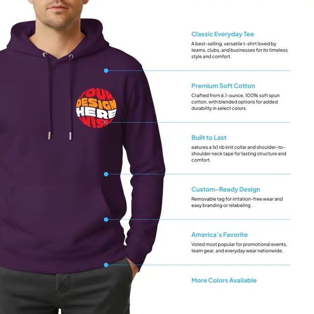 Hanes Unisex Ecosmart 50/50 Pullover Hooded Sweatshirt view 2