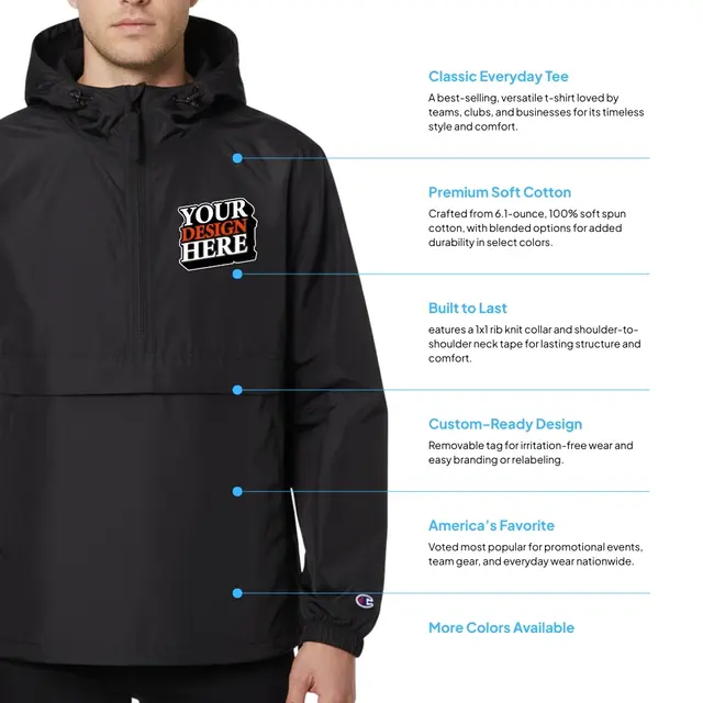 Champion Adult Packable Anorak 1/4 Zip Jacket view 2