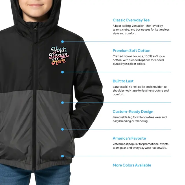 Youth Lightweight Windbreaker Full-Zip Jacket view 2