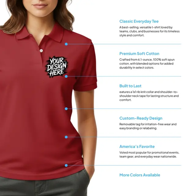 Ladies' Softstyle Double Pique Polo view 2
